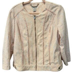 Vintage Y2K Cache Blush Pink Lace Zip Blazer Jacket Coquette 12